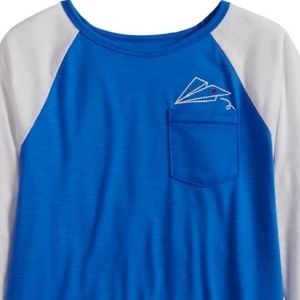 SO Girls Top Beautiful Blue Paper Airplane & Heart Detail NWT 10 / 12